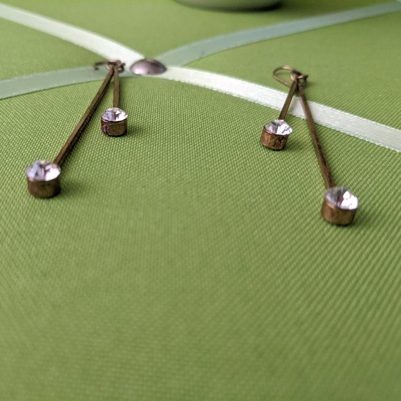 Brass and Crystal Earrings - Picture 2 of 2